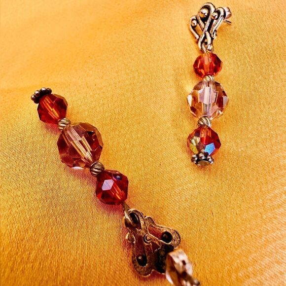 Brown Glamorous Vintage Style Drop Earrings Iridescent Crystal Earrings woman's - Picture 14 of 15